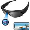 UYIKOO Telecamera Nascosta Occhiali da Sole, WiFi Mini Telecamera Spia, 1080P HD Sport Occhiali Fotocamera Visione e Registrazione di APP Protezione UV per Gli Sport Esterni