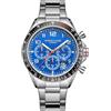 Anthony James Orologio da polso da uomo con cronografo e tachimetro, con retro in acciaio, analogico, cinturino in acciaio inox, assemblato a mano, resistente all'acqua e ai graffi, colore: blu