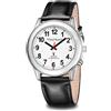 Hearkent Orologio parlante da uomo con lingua tedesca, orologio da polso per anziani e non vedenti, orologio radiocontrollato, Nero , Herren, cinghia