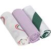 LÄSSIG Coperta Puck per neonati Panno di garza Set di 3 pezzi in cotone 85 x 85 cm/Swaddle & Burp Blanket L Happy Rascals lavender