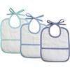 Filet - Set 3 Bavaglini Neonato da Ricamare di Forma Rettangolare | Spugna di cotone bianca | Tela aida personalizzabile | Dims 20x23 cm | Bianco e Azzurro, Blu, Verde