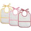 Filet - Set 3 Bavaglini Neonato da Ricamare di Forma Rettangolare | Spugna di cotone bianca | Tela aida personalizzabile | Dims 20x23 cm | Bianco e Rosa, Giallo, Rosso