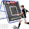 BAGAIL Rete Rebounder Doppio Lato, Pali Dipinti Rinforzati, Angoli Regolabili, Struttura Foderabile, Rete Rebound con Target per Allenamento Abilità, Obiettivi Calcio Portatili per Giardino