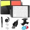 chenyu Cartellini Arbitro Calcio Kit Accessori per Arbitri di Calcio 10 PCS Fogli Segnapunti Cartellino Rosso Giallo Custodia in Pelle Fischietto Taccuino Arbitro per Gioco Calcio Scuola Sport