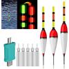 SKIKHN Set di 3 Pose LED da Pesca con Indicatore di Morso,Pose da Pesca Intelligenti con Caricabatteria e 5 Batterie a Stick,LED Pose da Pesca con Sensore Gravity,Set di Accessori per la Pesca