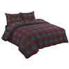 NZ Set di biancheria da letto reversibile in flanella 100% cotone spazzolato naturale con motivo tartan (rosso, matrimoniale)