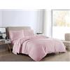 LIZZIE JACOBS Set di biancheria da letto con copripiumino in 100% flanella di cotone spazzolato, tinta unita, completamente reversibile, con federe (rosa, singolo)