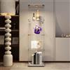 DGCZYXGL Vetrinetta in Vetro,Vetrinetta Espositiva con LED,Vetrinetta Espositiva con Ante e Serratura,Vetrine per Collezionismo,Vetrina Soggiorno Moderna,Vetro Temperato,Vetrina in Vetro a 4 ripiani, Bianco