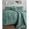 Lizzie Jacobs, Set copripiumino Cuddles in pile a pelo lungo, double-face, morbido, soffice, raffinato, caldo, comodo, confortevole, coccoloso (matrimoniale, verde acqua)