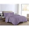 LIZZIE JACOBS Set di biancheria da letto con copripiumino in 100% flanella di cotone spazzolato, a tinta unita, completamente reversibile, con federe (Lilla, singolo)