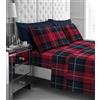 LIZZIE JACOBS Set di lenzuola con angoli e federe in 100% flanella di cotone spazzolato, con motivo scozzese e floreale, morbido, termico, con federe (Becks Check, king size)