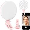 Anautin Luce ad anello a 60 LED, luce ricaricabile per selfie con clip anteriore e posteriore, luce portatile per telefono 2500-6500K, 3 modalità di illuminazione regolabile per iPhone, iPad, tablet,