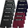 Pierre Calvini - Hipster - Boxer in confezione da 12 in nero, comodi e traspiranti, biancheria intima da uomo, in cotone, in 2 versioni, Basic Boxer, Multicolore/scuro, L