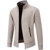 Generico Cardigan Uomo Zip Fitness Elegante Cappotto con Cerniera Maniche Lunghe Tinta Unita Maglia Senza Cappuccio Autunno Invernale Comodi Felpa Slim Fit Vintage Giacca Casual Caldo Maglione