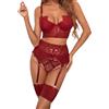 EJIMUQO Completo Intimo Donna Pizzo Trasparente Body Intimo Donna Pizzo con Ferretto Completo Intimo Pizzo Nero Vestiti Sexydonna Hot Poliziotta Intimo Sexydonna Hot Curvy Rosso