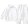 Generic T Shirt con felpa da uomo e bambina + pantaloni, 2 pezzi, tuta con cappuccio, tuta in pile spazzolato, set blu regalo, bianco, 7-8 Jahre