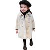 YCBMINGCAN Cappottino solido per bambini per bambine Cappotto elegante con colletto dentellato Giacca a doppio Cappotto in lana Trench Capispalla Pelliccia Neonato