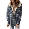Huoghebg Cappotto a Quadri da Donna Con Cappuccio Offerte Cappotto Donna Autunno Invernale Caldo Giacche Pile Con Bottoni Tascabili a Maniche Lunghe Casual Alla Moda Scozzese da Donna Giacca Trench Coat