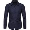 YAOTT Camicia A Pois da Uomo - Elegante Casual Elasticizzata Camicia Slim Fit Maniche Lungo Camicie con Bottoni Camicia da Lavoro Quotidiana Business Comodo,Blu,L
