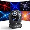 mytueetp 150W Fascio di Luce Teste Mobili, 8 LED RGBW con Apertura Dorata Asse Y Ruota Infinita Moving Head per Festa Discoteca Palcoscenico DJ Concerto Bar