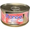 Generico Monge Jelly Gatto, alimento completo per gatti adulti con soft jelly gusto TONNO con GAMBERETTI | 10 scatolette da 80 grammi l'una.