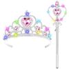 HOTUT Accessori Principessa Bella, Principessa Corona e Principessa Bacchetta, Cerchietto per Capelli con Corona Luminosa, Accessori Abito per Carnival Birthday Party Festa di Halloween