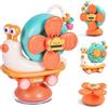 Bambebe Giochi Neonato Bambini Seggiolone Ventosa 6-9 Mesi, 3 in 1 Montessori Bagnetto Giocattoli Bambina 1 2 3 Anni, Gioco Bambini Spinner attività Ventosa, Regalo Bimba 1 Anno (Arancia)