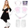 BuzzoXerex Costume da Gatto da Donna, 7 Pezzi Set Accessori Costume da Coda di Gatto Costume Catwoman Donna con Guanti, Coda di gatto, Orecchie di Gatto per Carnevale Halloween (Bianco)