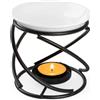WD&CD Bruciatori per oli Essenziali, Diffusore di Oli Essenzial a Candela Brucia Essenze Ceramica con Portacandele Aroma Lamp Porcellana Portacandele Decorazione Casa Camera da Letto Yoga, Nero