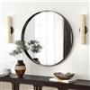 Koonmi Lussuoso specchio rotondo 61 cm, nero cornice profonda specchio da bagno rotondo con cornice in metallo spazzolato nero per bagno, soggiorno, ingresso decorazione da parete