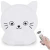 Glinrui Gatto Luce notturna, lampada da comodino in silicone, luce dell'umore cameretta Luce del sonno, Luci della stanza del bambino - luminosità e colore regolabili, impostazioni orario - Medio