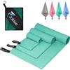 Jokisa Asciugamano Microfibra Set di 3, (200 x 100 cm, asciugamano grande + 140 x 70 cm, asciugamano sportivo medio + asciugamano piccolo 80 x 40 cm) per Fitness, Sauna, Spiaggia, Viaggi (Verde)