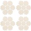 Kilofly - Set di tovagliette all'uncinetto, in cotone, 4 pezzi, colore: Beige, con fiori, 25,4 cm