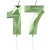 mciskin Candele verdi per 17° compleanno, 3D verde numero 17 candela per torta, decorazioni per 17° compleanno per ragazzi e ragazze, decorazioni per torte verdi, candela verde per torta per feste di