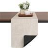Chitomars Runner Tavola Moderno in Ecopelle, Bifacciale Non-Scivolose Lavabile Riutilizzato Resistente al Calore Runner da Tavolo (Crema Nero, 30 x 140 cm)