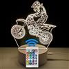 famvacor Luminaria da tavolo notturna giovanile ilusión óptica 3D motocross per regalo 16 colori di illuminazione e telecomando (Motrocross)