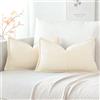 Artscope 2 Pezzi Federe in Velluto a Coste Decorative Fodere Cuscino a Strisce Moderno Elegante Morbido Quadrato per Camera da Letto Casa Ufficio Soggiorno 40x60cm Crema Beige