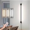 Aipsun Lampada da parete LED interno con spina, 12W 800LM, lampada da parete con telecomando, dimmer a tre colori (3000K-6000K), telecomando timer per soggiorno, camera da letto e scala, nero, 80CM