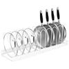 Fousenuk Porta Coperchi Pentole, Organizer Padelle con 10 Scomparti Regolabili, Porta Padelle, Portacoperchi Allungabile, Supporto per Coperchio in Metallo, Contenitore da Cucina (Bianco)
