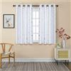 GIRASOLE HOME® Coppia Tende Semi Oscuranti Morbide Fantasia Stelle Argentate Tenda Morbida per Interni con Occhielli 2 Pannelli (Bianco, 140x145cm)