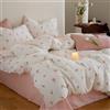 Freyamy Copripiumino 200 x 200 cm, motivo: foglie floreali, set da letto matrimoniale, in microfibra, con cerniera reversibile, set copripiumino con 2 federe 65 x 65 cm, per ragazze e donne