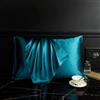 Juwenin Home Federa in 100% seta di gelso, per capelli e pelle, con cerniera nascosta, lato inferiore in cotone, dimensioni standard, 19 momme Charmeuse (blu pavone, standard)