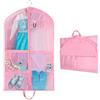 OSDUE Borsa Porta Abiti da 101,6 cm, con 5 Tasche con Cerniera, Borsa da Ballo Antipolvere, per Bambini e Donne, con Manici e Scomparto per Documenti, Borsa Pieghevole da Viaggio (Rosa)