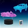 Sosowlight 2 in 1,Dream car,Auto sportive, lampada LED 3D illusion, telecomando RGB a 16 colori, luce notturna da scrivania