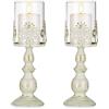 Sziqiqi Candelabro Ferro Vintage, Candelabro Ferro Romantico con Paralume per Matrimonio, Candeliere Arredamento Decorazione a Casa, L+L