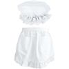 CVFRTT 1 Mezzo Grembiule, 1 Cappello da Cameriera, Grembiule Bianco, Cappello da Grembiule da Cameriera, Grembiule con Tasche, Panni da Cucina