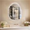 LUVODI Specchio Bagno LED Retroilluminato Asimmetrico 50x70 cm: Decorativo, Illuminato, Moderno Con Motivo in Pietra, Smart Antiappanamento, Touch Screen