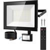 Lightasea Faretto LED da Esterno con Sensore di Movimento, 100W Faretto LED da Esterno Sensore con Telecomando, 10000LM 6500K Farettos LEDs con Sensore Impermeabili IP66 per Giardino,Cortile,Garage