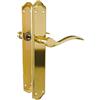 Amig - Set di maniglie con placca per porta - 256 x 48 mm - Placca in acciaio e maniglia in alluminio - Quadrato da 8 mm - Ottone opaco - Modello BETA - Include viti passanti antiscasso