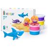 HEY CLAY Ocean: squalo, polipo, stingray set - colorato modellazione bambini - Air Dry Clay Kit 6 lattine con divertente app di istruzioni interattive